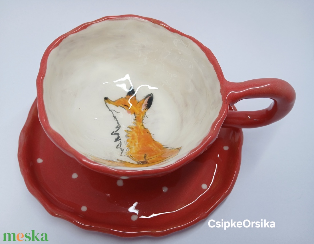 Mázas kerámia  bögre és tányér - művészet - szobor - kerámia - Meska.hu