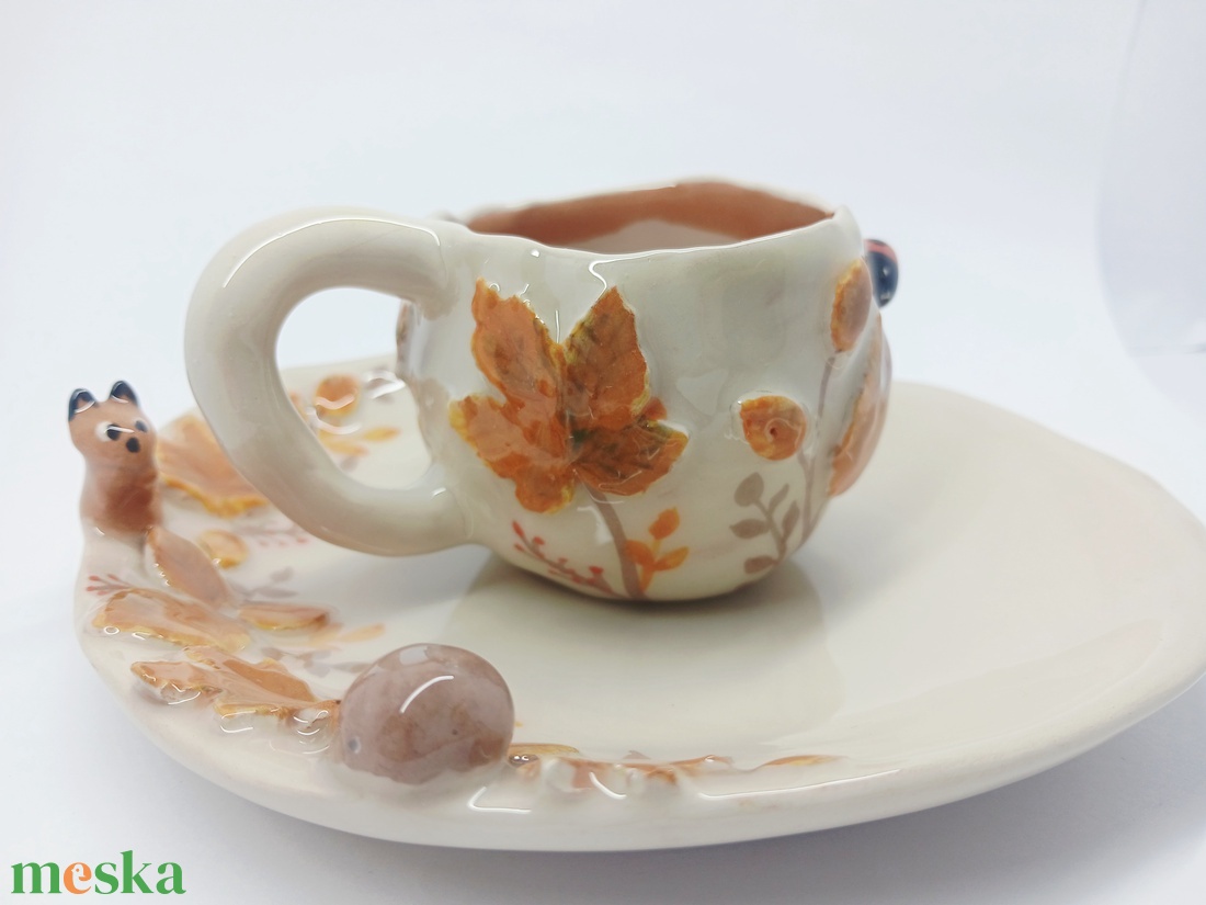 Mázas kerámia  bögre és tányér - művészet - szobor - kerámia - Meska.hu