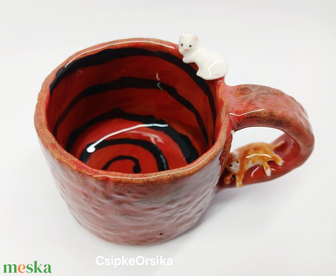 Mázas kerámia bögre cicákkal - otthon & életmód - konyhafelszerelés, tálalás - tálalás - bögre & csésze - Meska.hu