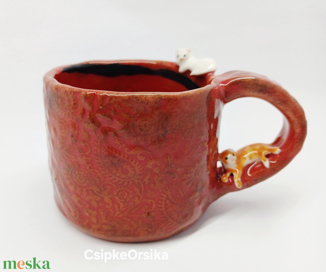 Mázas kerámia bögre cicákkal - otthon & életmód - konyhafelszerelés, tálalás - tálalás - bögre & csésze - Meska.hu
