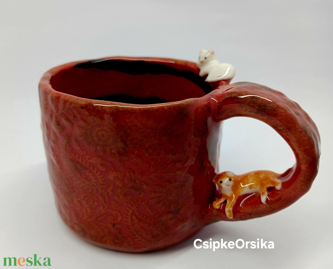Mázas kerámia bögre cicákkal - otthon & életmód - konyhafelszerelés, tálalás - tálalás - bögre & csésze - Meska.hu