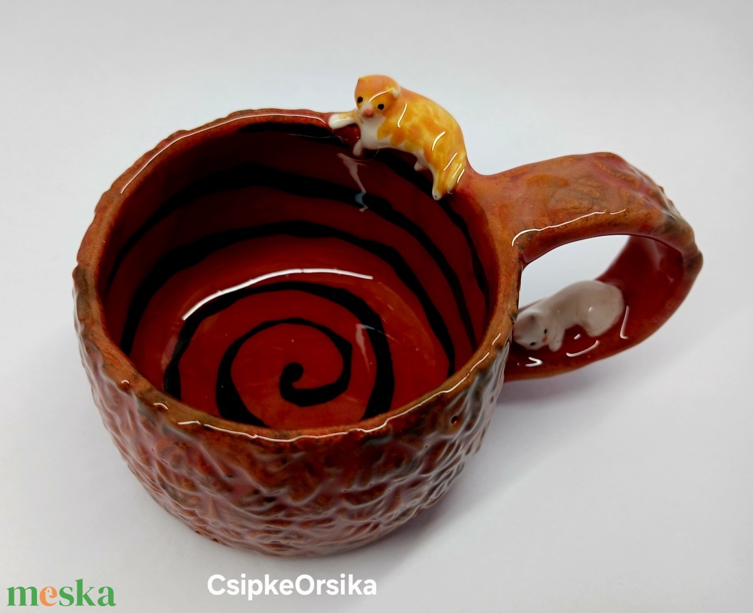 Mázas kerámia bögre cicákkal - otthon & életmód - konyhafelszerelés, tálalás - tálalás - bögre & csésze - Meska.hu