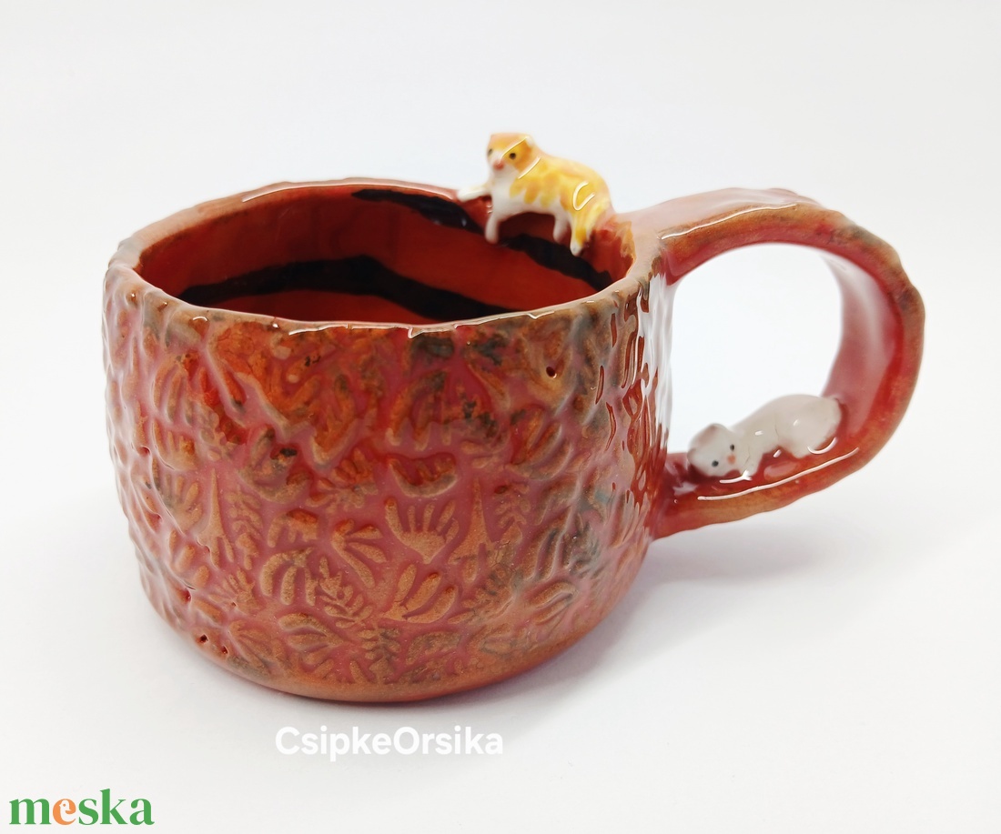 Mázas kerámia bögre cicákkal - otthon & életmód - konyhafelszerelés, tálalás - tálalás - bögre & csésze - Meska.hu