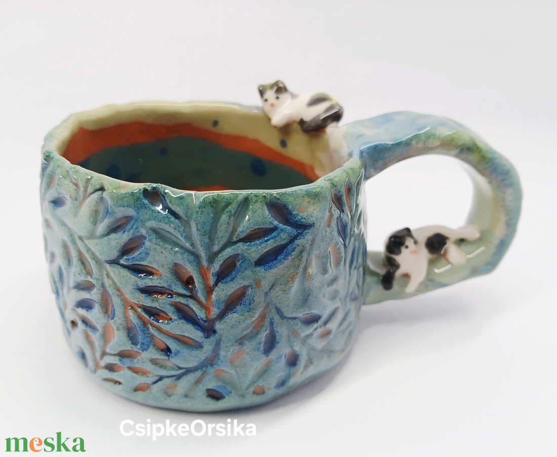 Mázas kerámia bögre cicákkal - otthon & életmód - konyhafelszerelés, tálalás - tálalás - bögre & csésze - Meska.hu