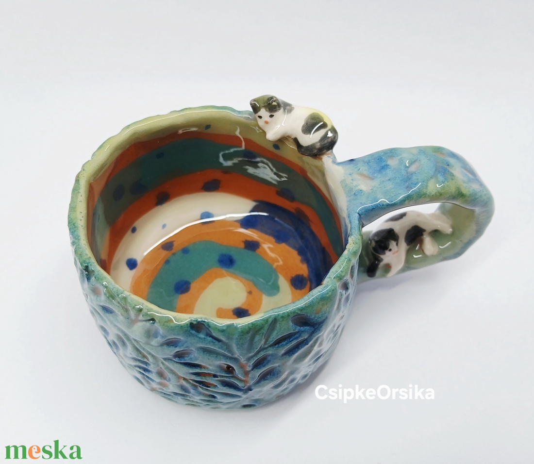 Mázas kerámia bögre cicákkal - otthon & életmód - konyhafelszerelés, tálalás - tálalás - bögre & csésze - Meska.hu