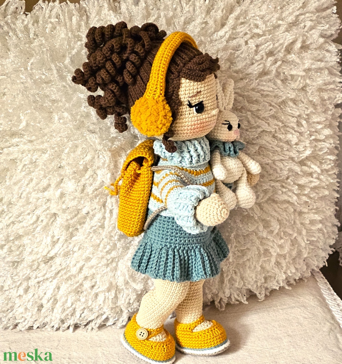 Horgolt baba nyuszival - játék & sport - baba & babaház - öltöztethető baba - Meska.hu