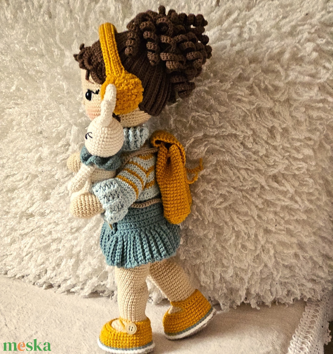 Horgolt baba nyuszival - játék & sport - baba & babaház - öltöztethető baba - Meska.hu