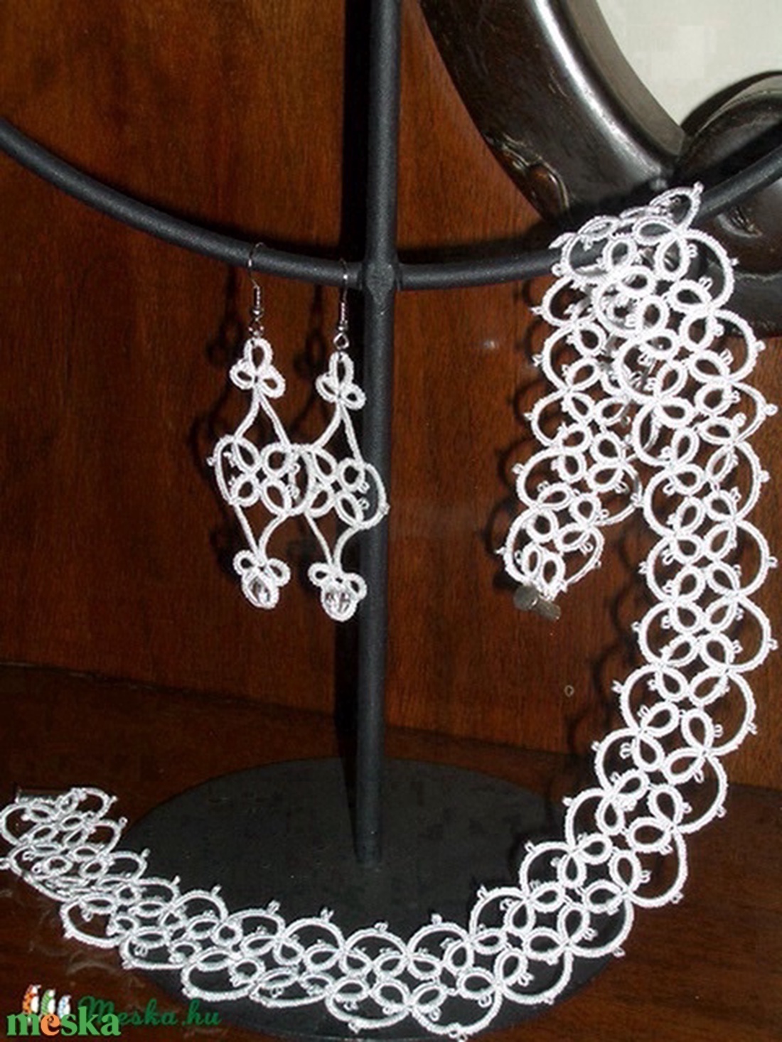 ANETT fekete hajócsipke nyaklánc , horgolt -  - Meska.hu