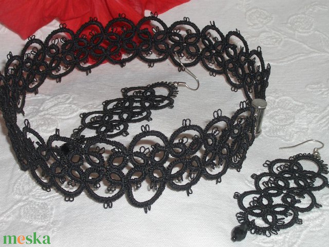 ANETT fekete hajócsipke nyaklánc , horgolt - - Meska.hu ANETT fekete hajócsipke nyaklánc , horgolt - - Meska.hu