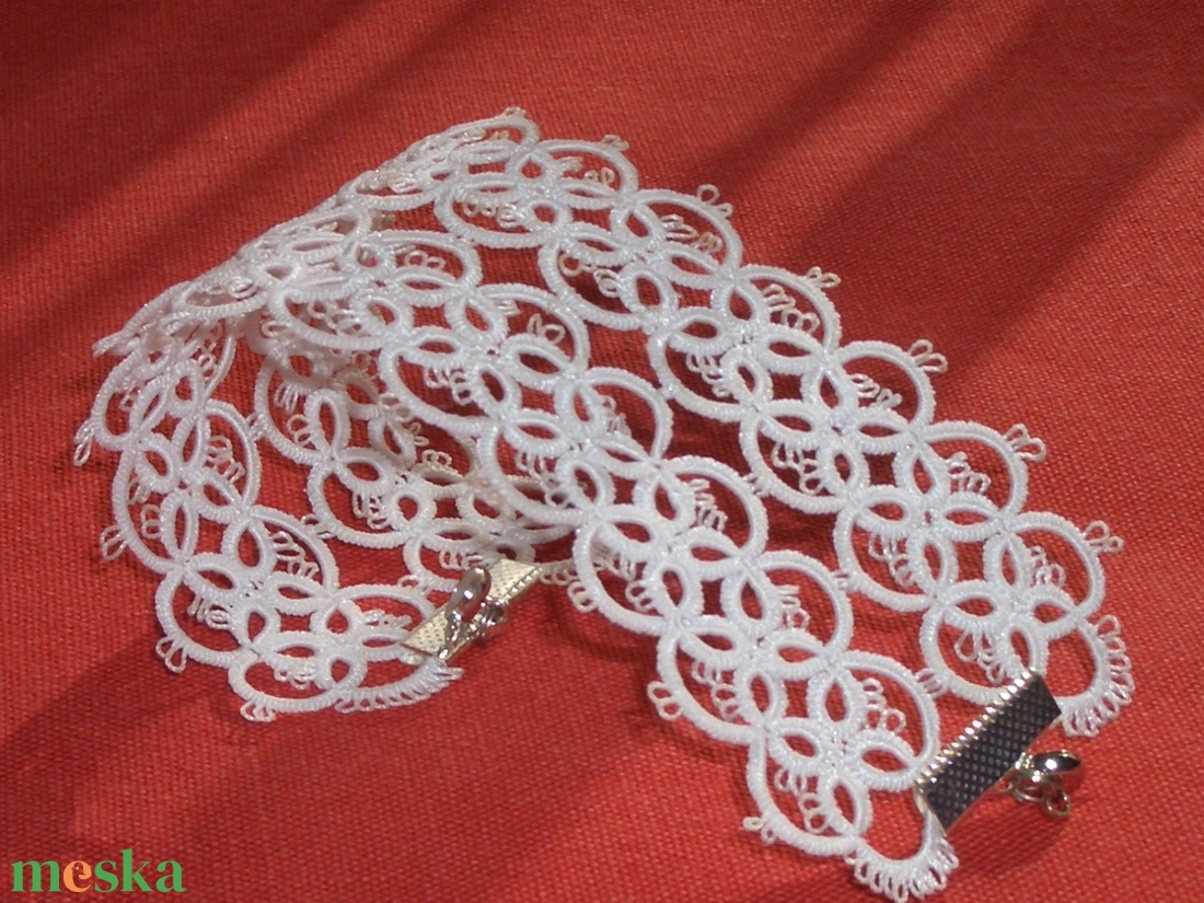 ANETT dupla széles, fehér hajócsipke menyasszonyi/alkalmi karkötő, horgolt -  - Meska.hu ANETT dupla széles, fehér hajócsipke menyasszonyi/alkalmi karkötő, horgolt -  - Meska.hu