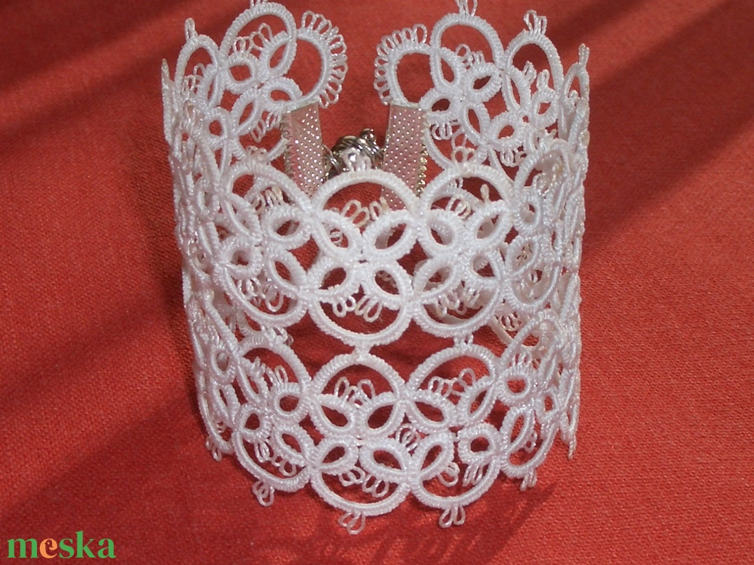 ANETT dupla széles, fehér hajócsipke menyasszonyi/alkalmi karkötő, horgolt -  - Meska.hu ANETT dupla széles, fehér hajócsipke menyasszonyi/alkalmi karkötő, horgolt -  - Meska.hu