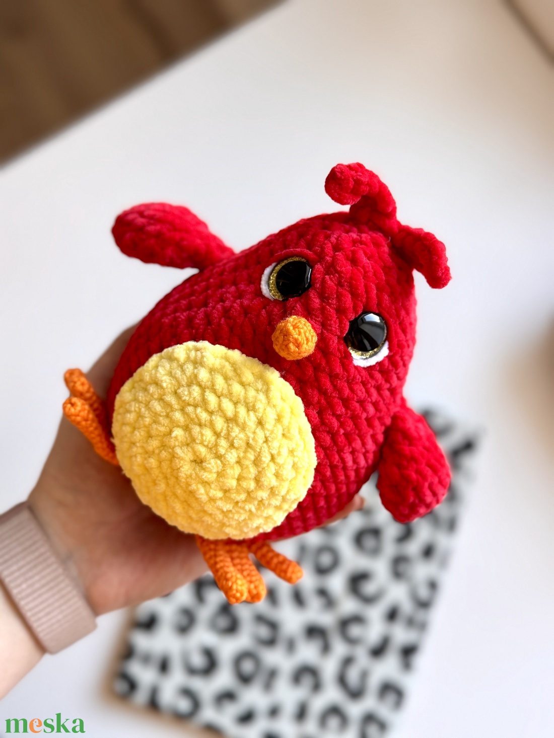 Amigurumi horgolt piros kismadár - játék & sport - plüssállat & játékfigura - madár - Meska.hu