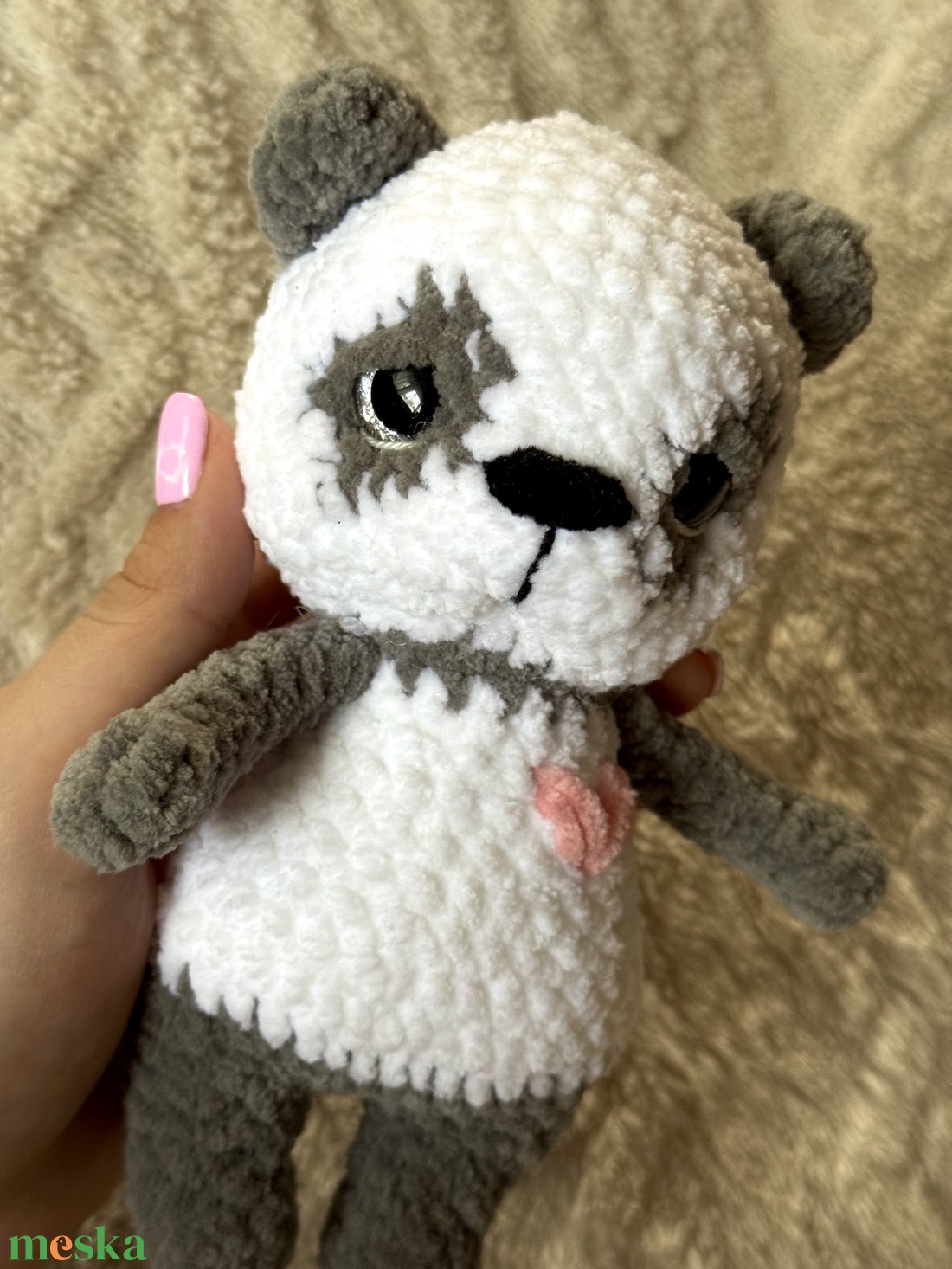 Horgolt panda maci - játék & sport - plüssállat & játékfigura - maci - Meska.hu