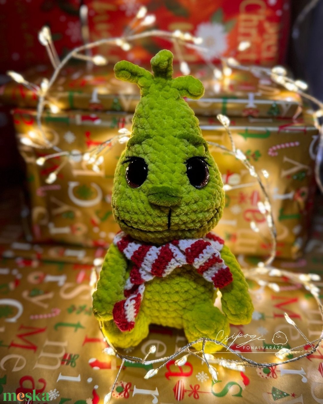 Amigurumi horgolt Grinch - karácsony - karácsonyi lakásdekoráció - karácsonyi manók, figurák - Meska.hu