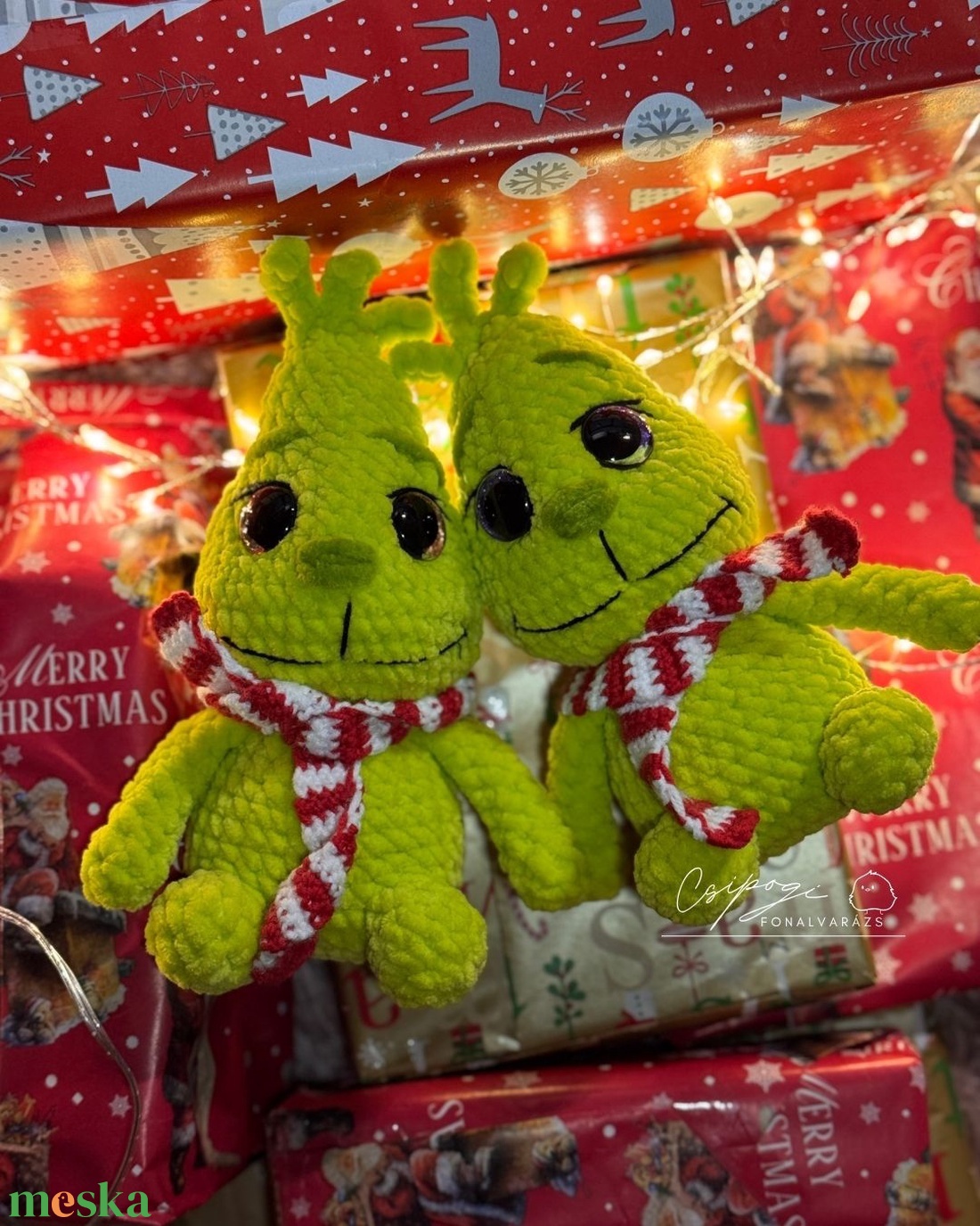 Amigurumi horgolt Grinch - karácsony - karácsonyi lakásdekoráció - karácsonyi manók, figurák - Meska.hu