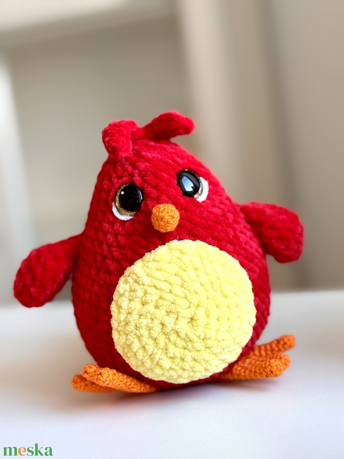 Amigurumi horgolt piros kismadár - játék & sport - plüssállat & játékfigura - madár - Meska.hu