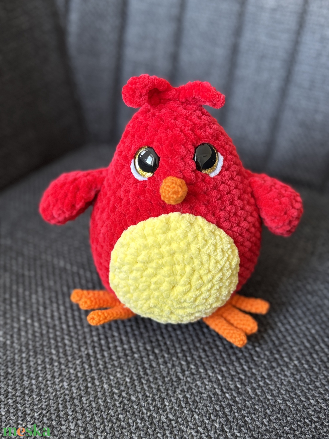 Amigurumi horgolt piros kismadár - játék & sport - plüssállat & játékfigura - madár - Meska.hu