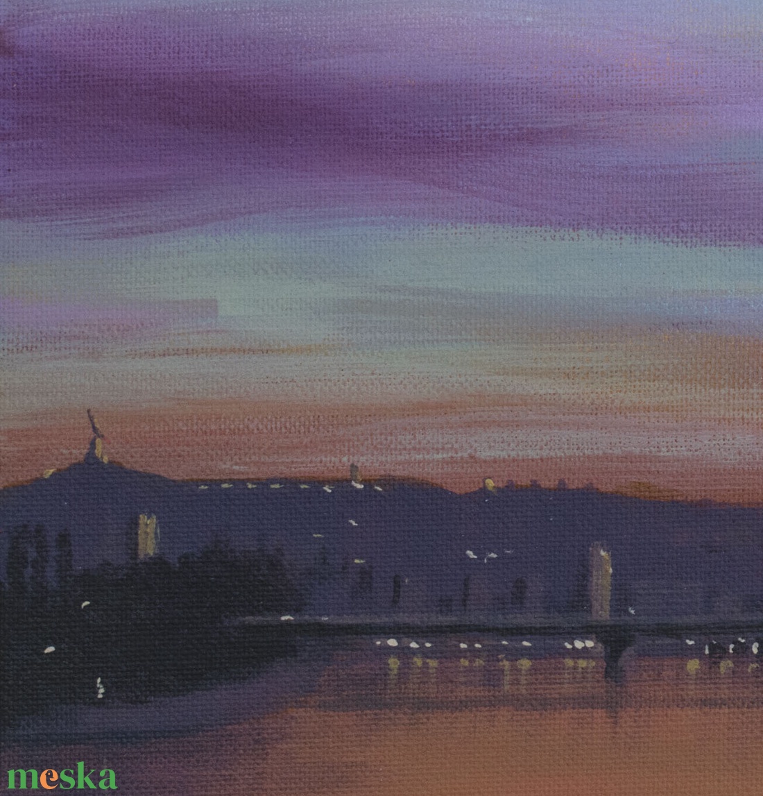 Budap-este a Dunán - művészet - festmény - akril - Meska.hu Budap-este a Dunán - művészet - festmény - akril - Meska.hu