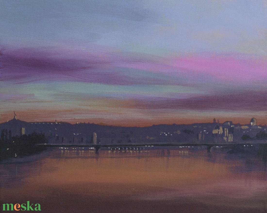 Budap-este a Dunán - művészet - festmény - akril - Meska.hu Budap-este a Dunán - művészet - festmény - akril - Meska.hu