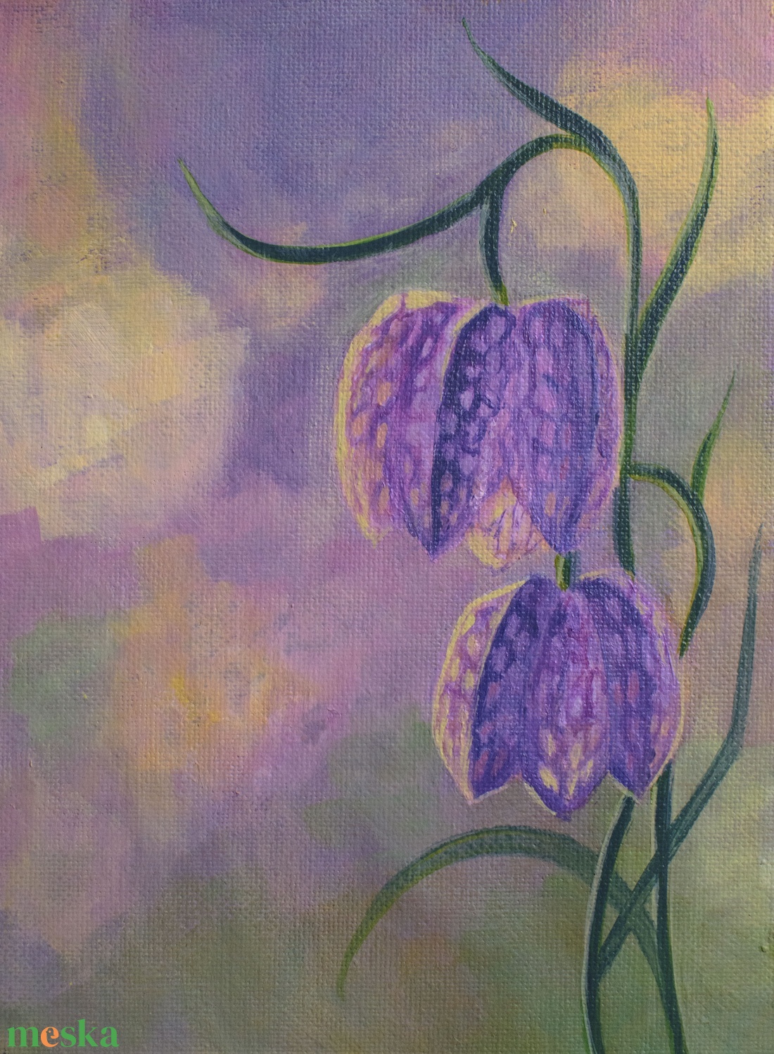 Kockás liliom - művészet - festmény - akril - Meska.hu