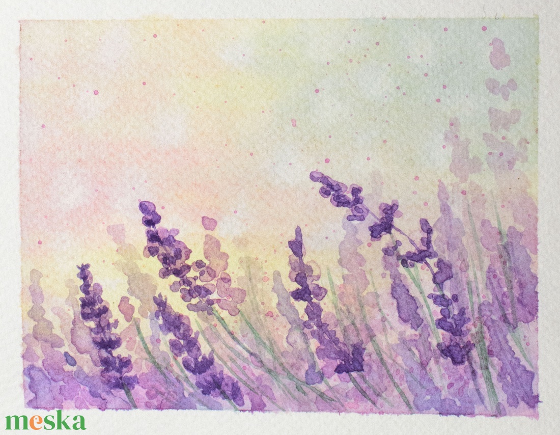 Levendulás mini festmény - művészet - festmény - akvarell - Meska.hu