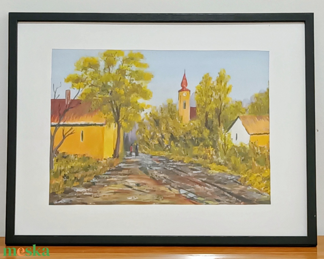 Falusi utca reszlet - művészet - festmény - olajfestmény - Meska.hu
