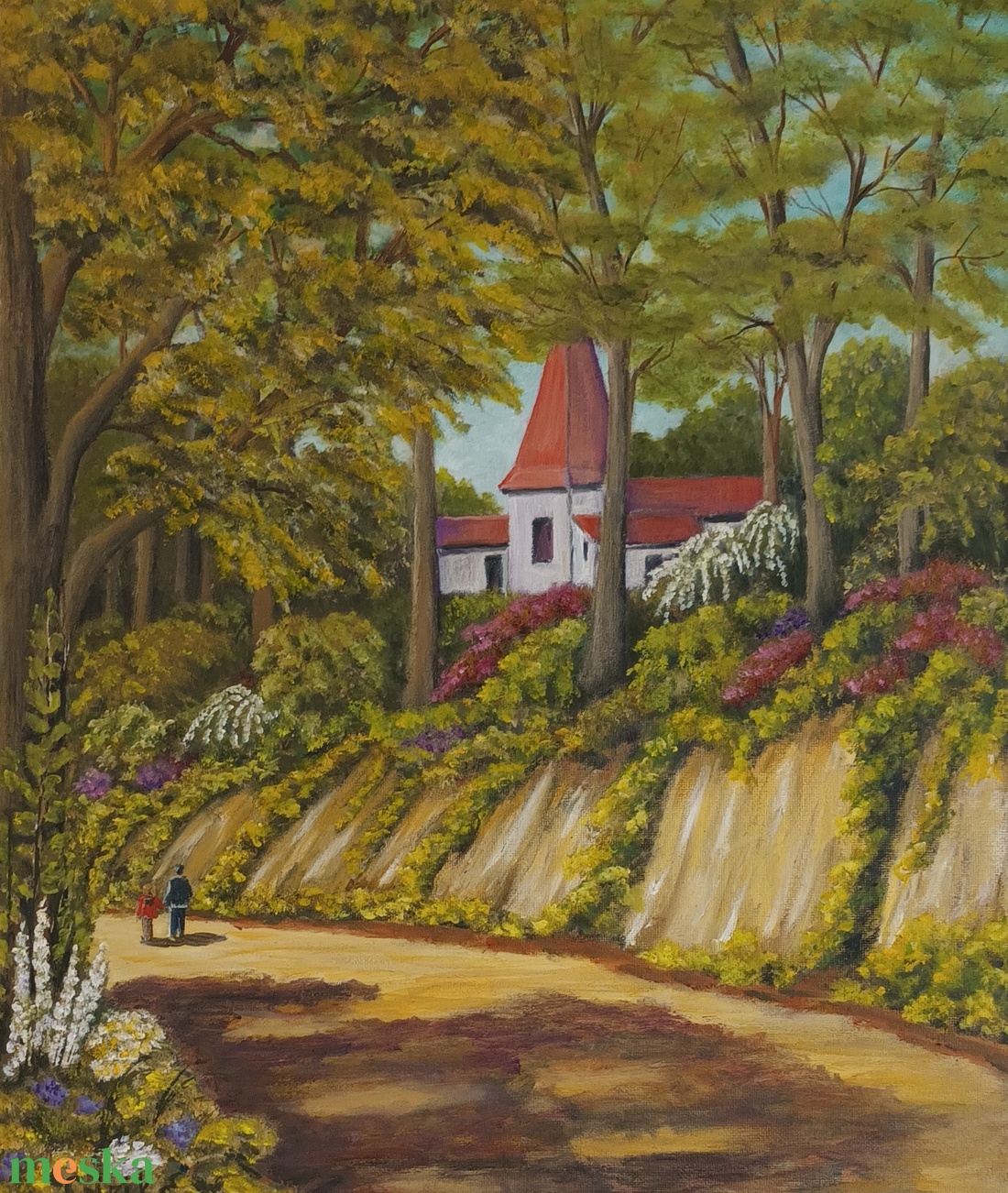 Egy kis templom a hegyen - művészet - festmény - olajfestmény - Meska.hu