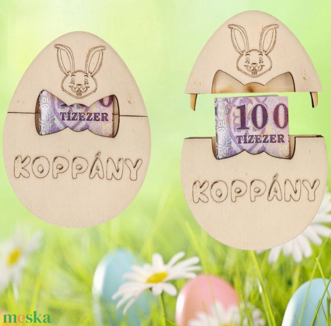 Húsvéti pénzátadó tojás névvel gravírozva - táska & tok - pénztárca & más tok - pénztárca - gyerek pénztárca - Meska.hu