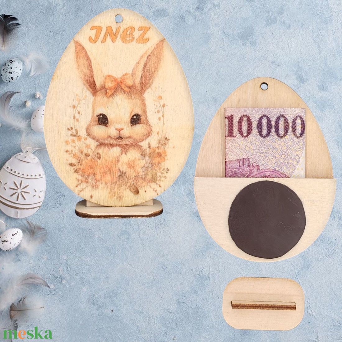 Húsvéti pénzátadó tojás névvel gravírozva - táska & tok - pénztárca & más tok - pénztárca - gyerek pénztárca - Meska.hu