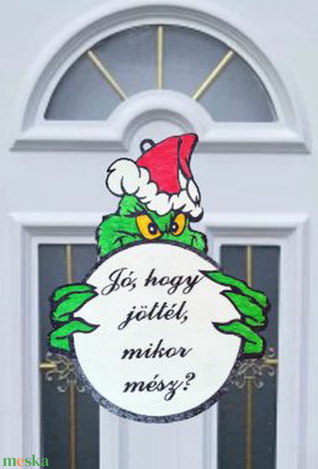 Grincs tábla ajtóra, grincs ajtódísz, kopogtató - karácsony - karácsonyi lakásdekoráció - karácsonyi ajtódíszek - Meska.hu