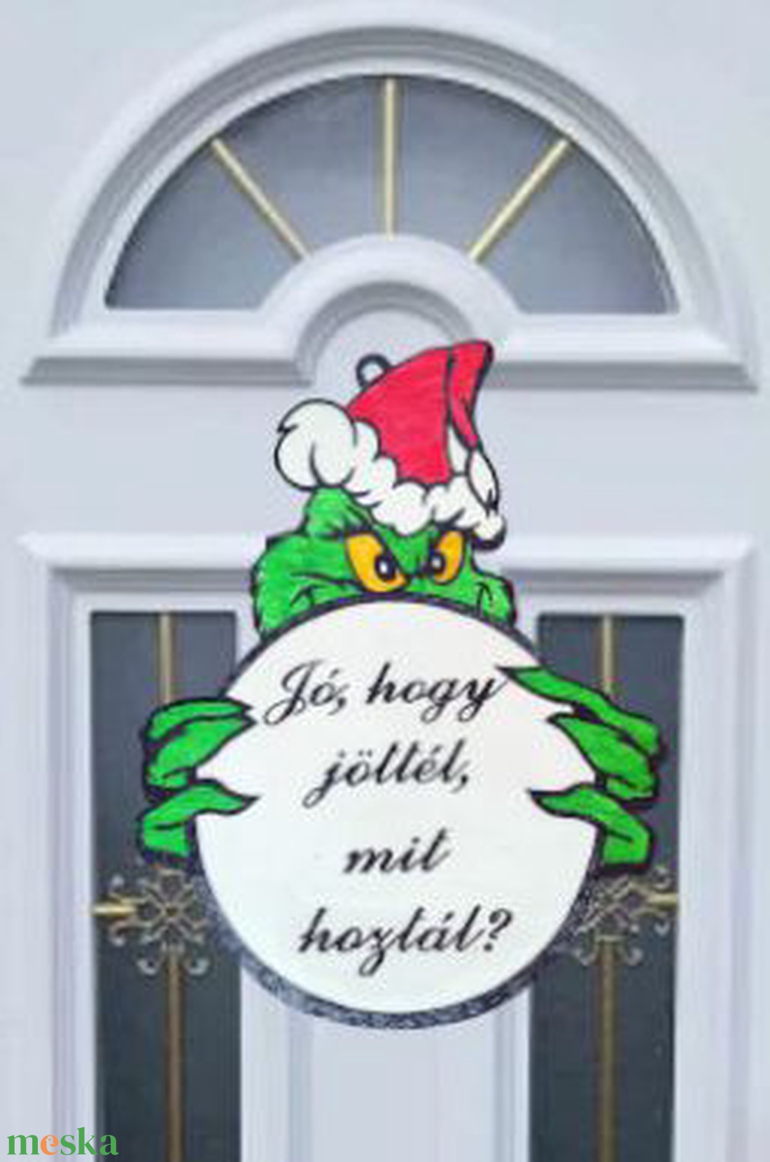 Grincs tábla ajtóra, grincs ajtódísz, kopogtató - karácsony - karácsonyi lakásdekoráció - karácsonyi ajtódíszek - Meska.hu