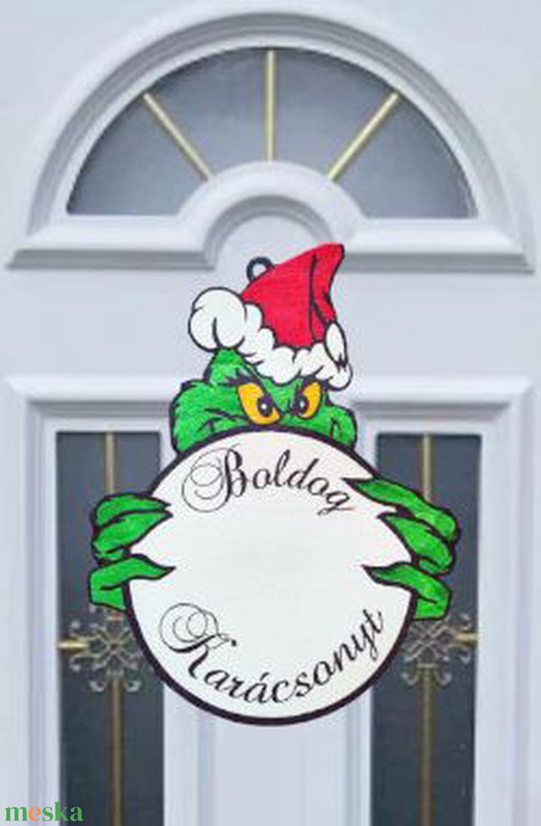 Grincs tábla ajtóra, grincs ajtódísz, kopogtató - karácsony - karácsonyi lakásdekoráció - karácsonyi ajtódíszek - Meska.hu