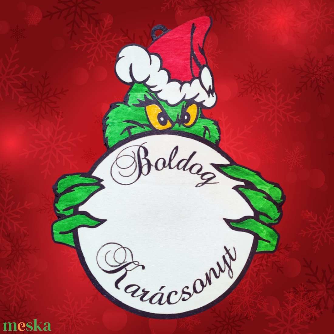 Grincs tábla ajtóra, grincs ajtódísz, kopogtató - karácsony - karácsonyi lakásdekoráció - karácsonyi ajtódíszek - Meska.hu