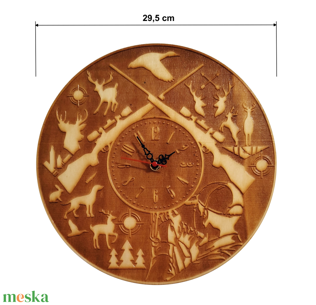 Gravírozott vadász falióra ajándék - otthon & életmód - dekoráció - fali és függő dekoráció - falióra & óra - Meska.hu