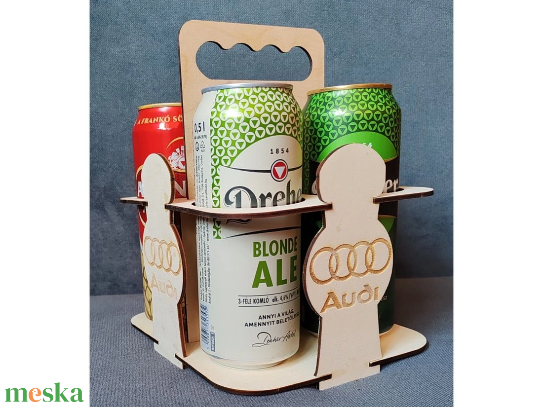 4 férőhelyes sörtartó születésnapra, névnapra, évfordulóra, egyéb alkalmakra. - otthon & életmód - konyhafelszerelés, tálalás - italos kellékek - sörtartó - Meska.hu