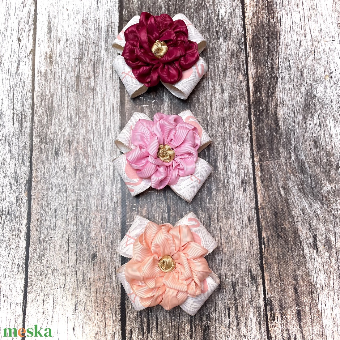 Veronika - Virágos Masni Hajdísz (1db, 3 választható szín) - ruha & divat - hajdísz & hajcsat - hajgumi - Meska.hu