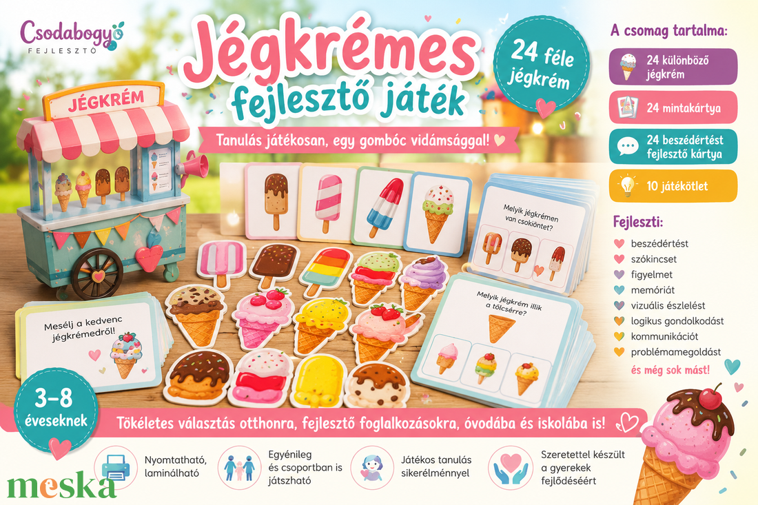 Jégkrémes játékcsomag - játék & sport - készségfejlesztő és logikai játék - oktató játékok - Meska.hu
