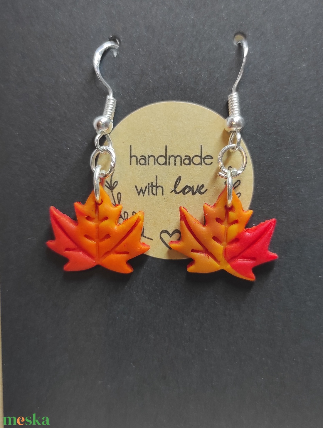 Őszi levél  - ékszer - fülbevaló - lógó fülbevaló - Meska.hu