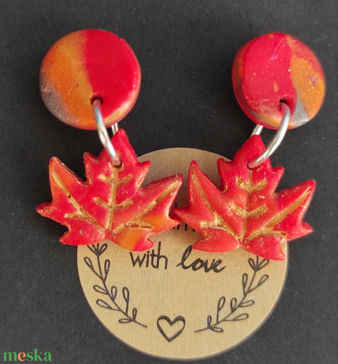 Őszi aranyos falevél fülbevaló  - ékszer - fülbevaló - fülékszer - Meska.hu