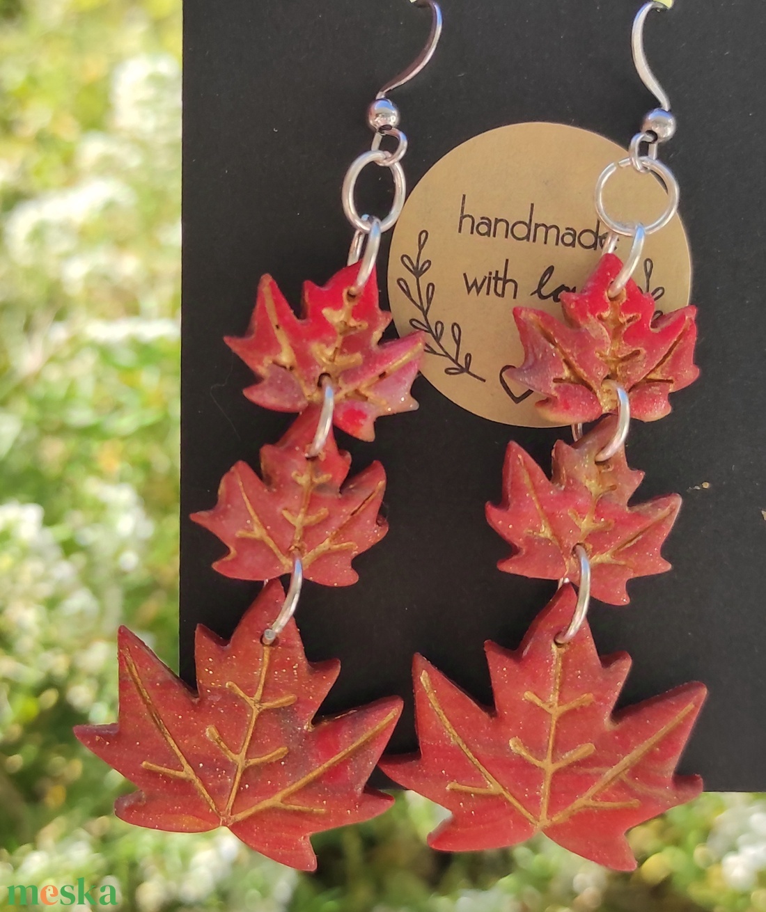 Falevelek fülbevaló  - ékszer - fülbevaló - lógó fülbevaló - Meska.hu