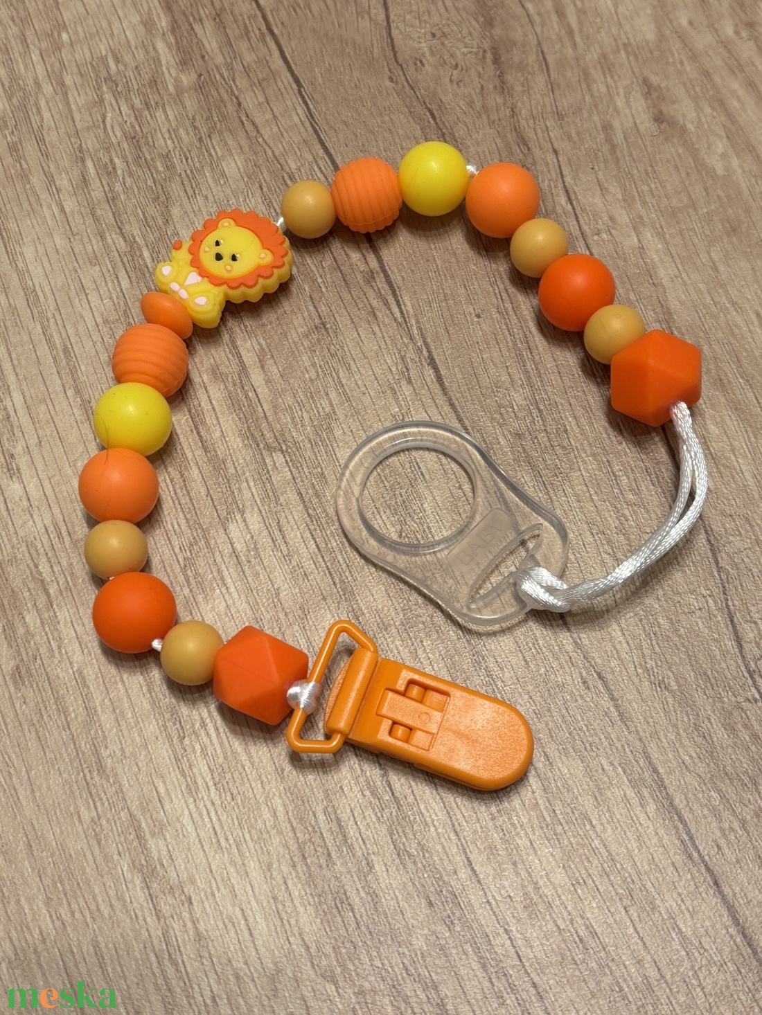 Cumilánc - sárga oroszlánnal - baba - mama - baba játékok - cumilánc - Meska.hu