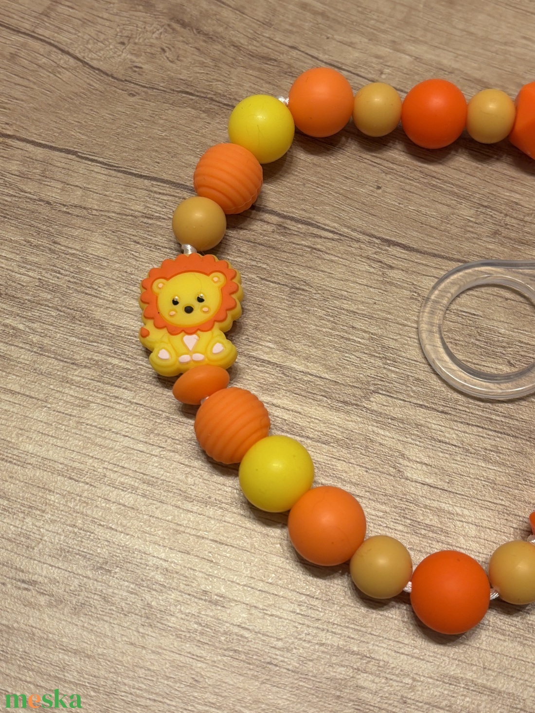 Cumilánc - sárga oroszlánnal - baba - mama - baba játékok - cumilánc - Meska.hu