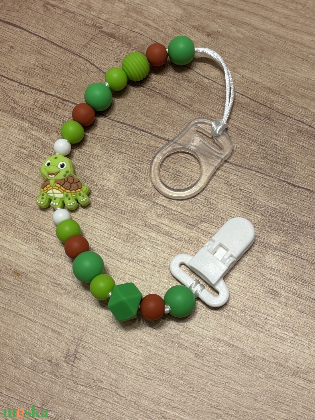 Cumilánc - zöld teknőssel - baba - mama - baba játékok - cumilánc - Meska.hu