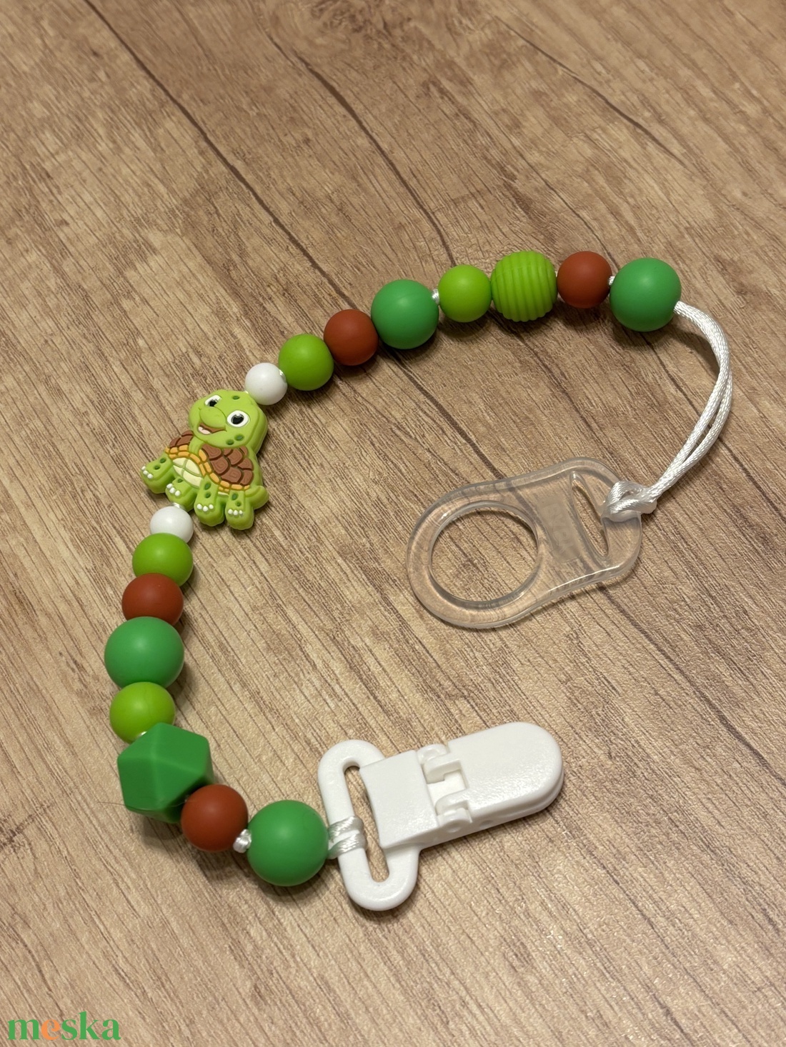 Cumilánc - zöld teknőssel - baba - mama - baba játékok - cumilánc - Meska.hu