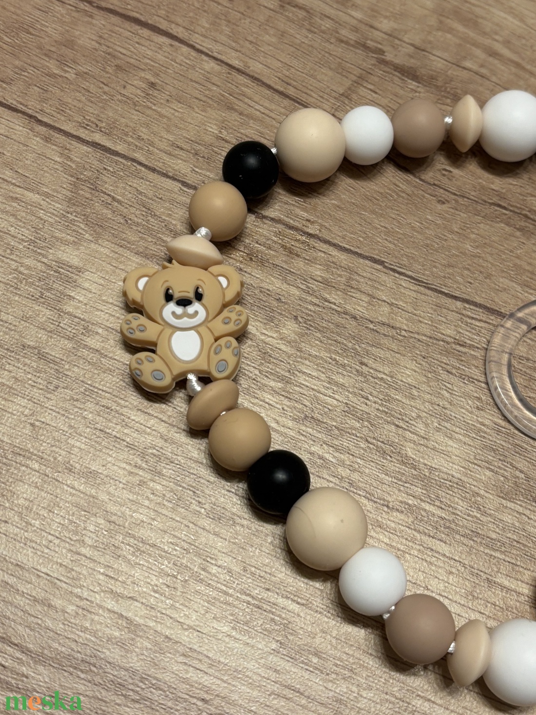 Cumilánc - bézs mackóval - baba - mama - baba játékok - cumilánc - Meska.hu