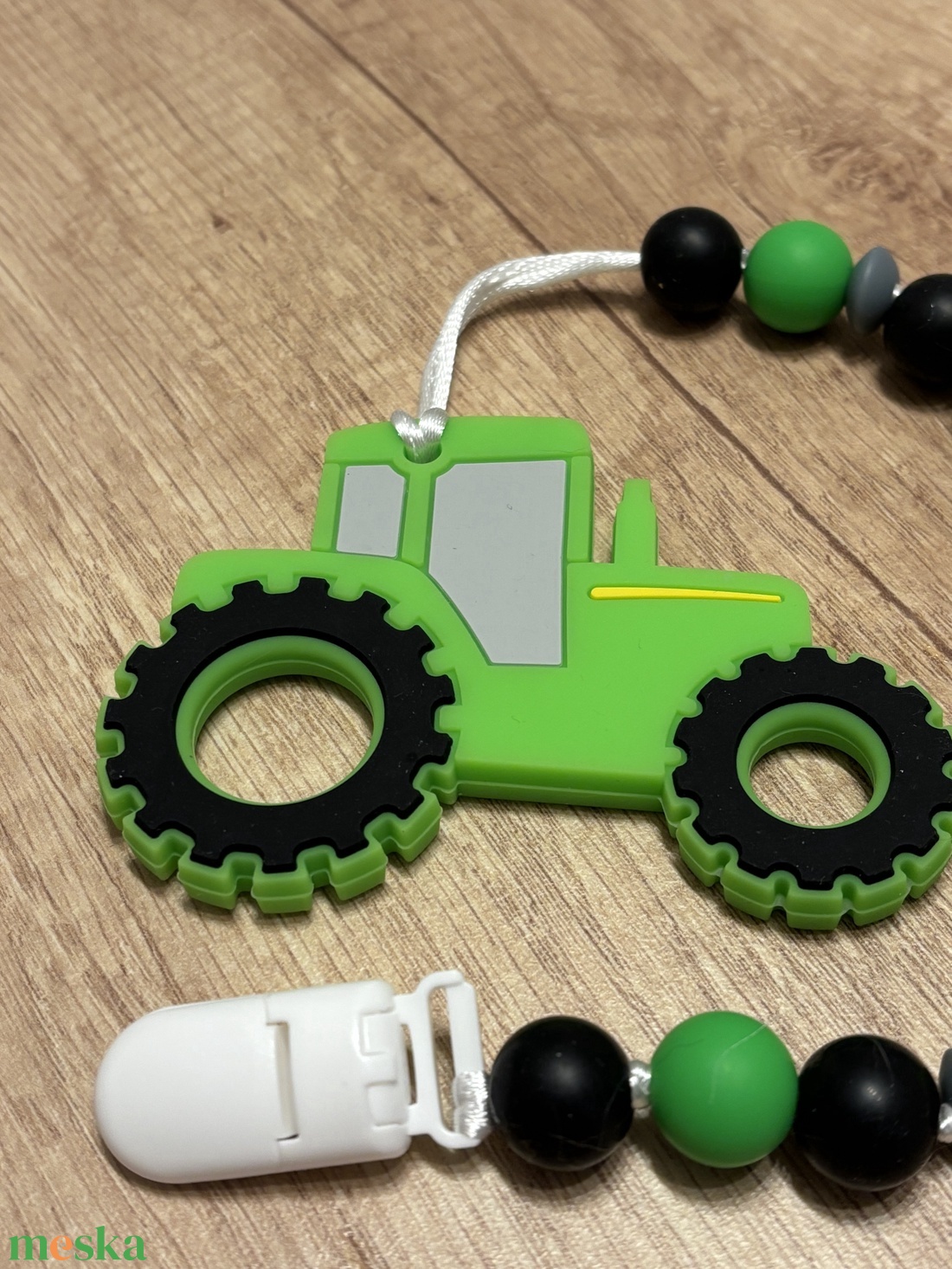 Rágcsalánc - zöld traktorral - baba - mama - baba játékok - cumilánc - Meska.hu