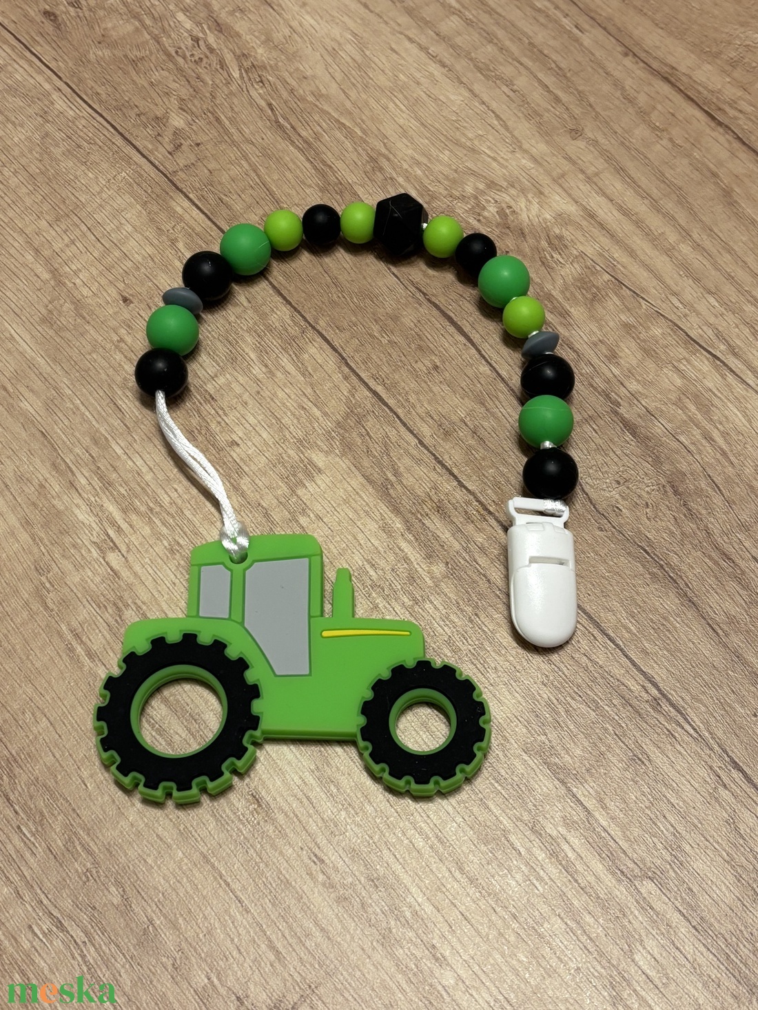 Rágcsalánc - zöld traktorral - baba - mama - baba játékok - cumilánc - Meska.hu