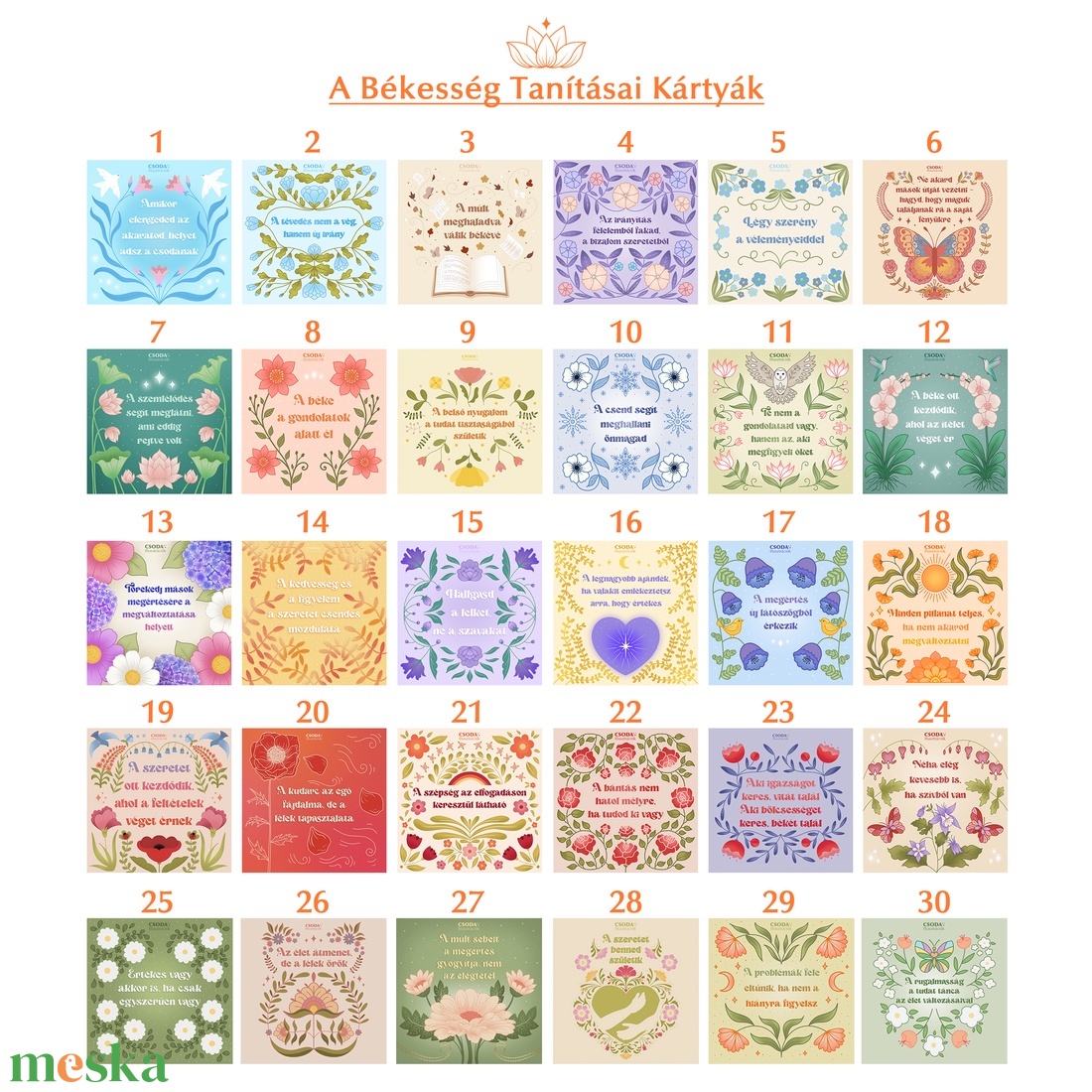 A Békesség Tanításai - Kártyacsomag - művészet - grafika & illusztráció - egyéb rajzok - Meska.hu
