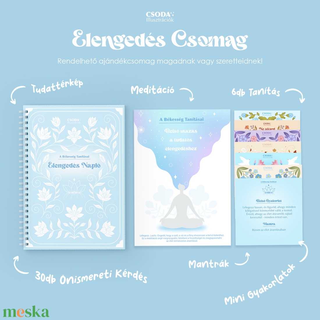 Elengedés Csomag: Napló, Meditáció, Kártyák - otthon & életmód - papír, írószer - jegyzetfüzet & napló - Meska.hu