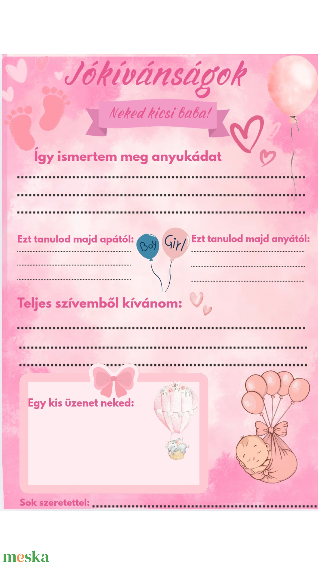 Hello Baby! Babaváró Tippelős Játék és Jókívánság Lap - baba - mama - babaemlékek - bababejelentők - Meska.hu